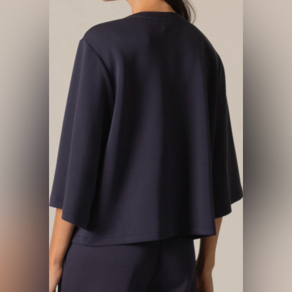 P Cill Navy Scuba Knit Charlotte Top Lula Side Stripe Wide Leg Pants Set XS - Picture 4 of 10